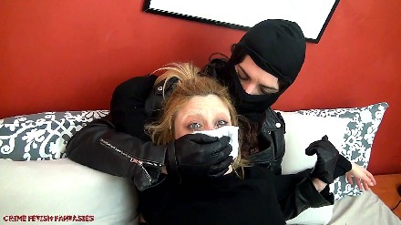 double femdom chloroform with leather gloves on