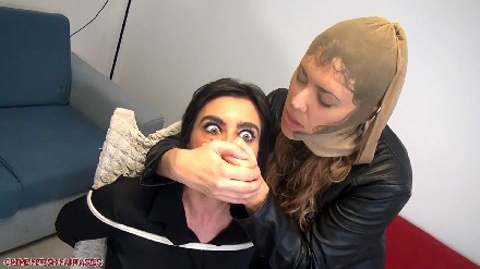 masked woman handsmother